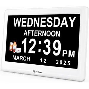12" Dementia Clock for Seniors Large, 20 Alarm Reminders Date Day Time Display for Elderly Memory Loss Alzheimers, Electric Calendar Clock, Auto DST, 1024 * 600P HD