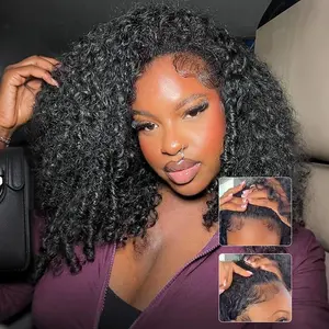 [Half Wig] Alipearl Hair Burmese Curly Half Wig Human Hair Invisible Hairline Glueless Wig Human Hair No Lace Seamless Flip Over Wig