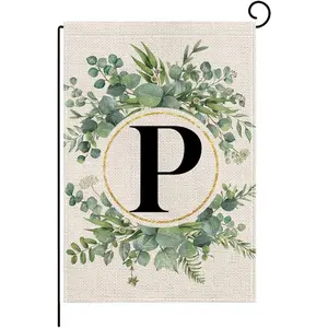 Monogram Letter P Floral Garden Flag 12x18 Inch Double Sided Outside Outdoor Family Last Name Initial Yard Flag (P)