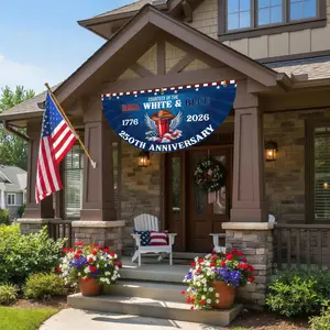 Courtesy Of The Red White And Blue Semicircular Flag, America 250th Anniversary - Non-Pleated Fan Flag
