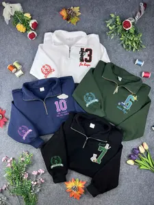 Quarter Zip Boys of Tommen Embroidered Sweatshirt, Johnny Kavanagh, Lynch Joey, Gibsie Gibson, Hughie Biggs, Tommen College Crewneck Fabric Menswear