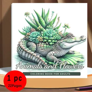 Botanical Wildlife Bold & Easy Coloring Book: 22 Crocodile & Succulent Nature Pages on 120GSM No-Bleed Paper, Stress Relief for Adults & Kids, Calming Floral Animal Vibes for Coloring Lovers