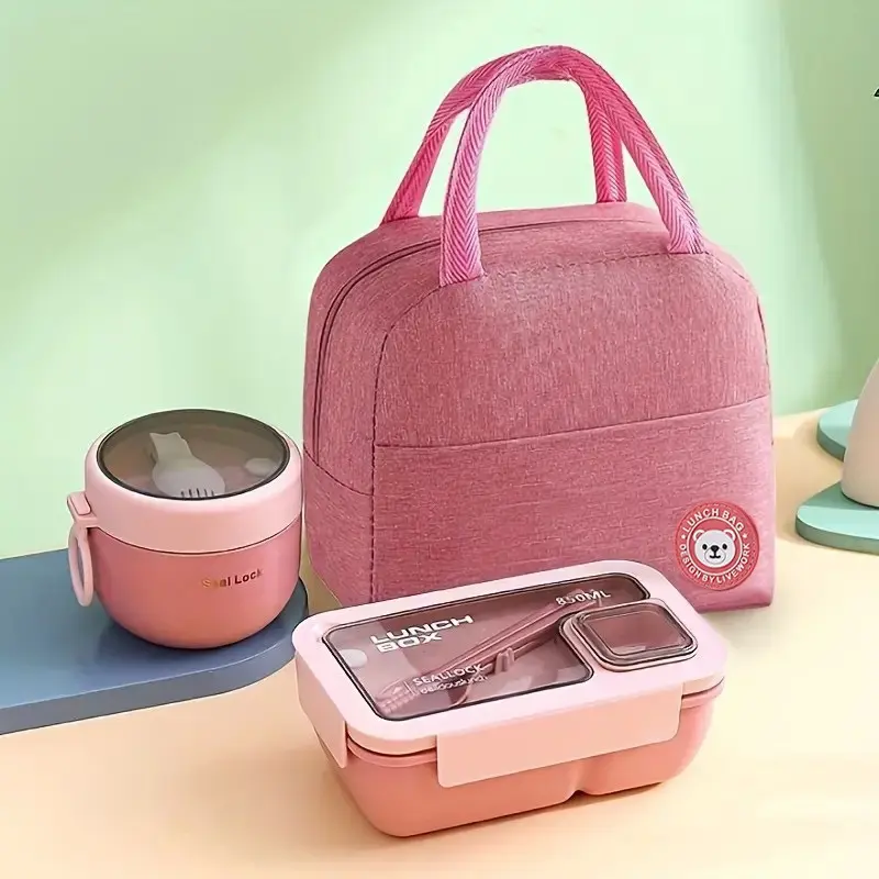 850ML pink [lunch box+cup+bag]