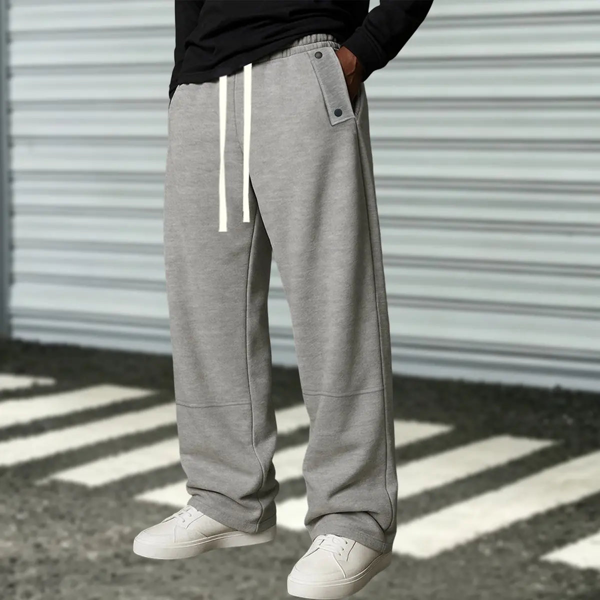 Men’s casual athletic sweatpants, solid color, elastic drawstring waistband, suitable for everyday wear, sports/fitness, and travel; men’s bottoms, menswear.