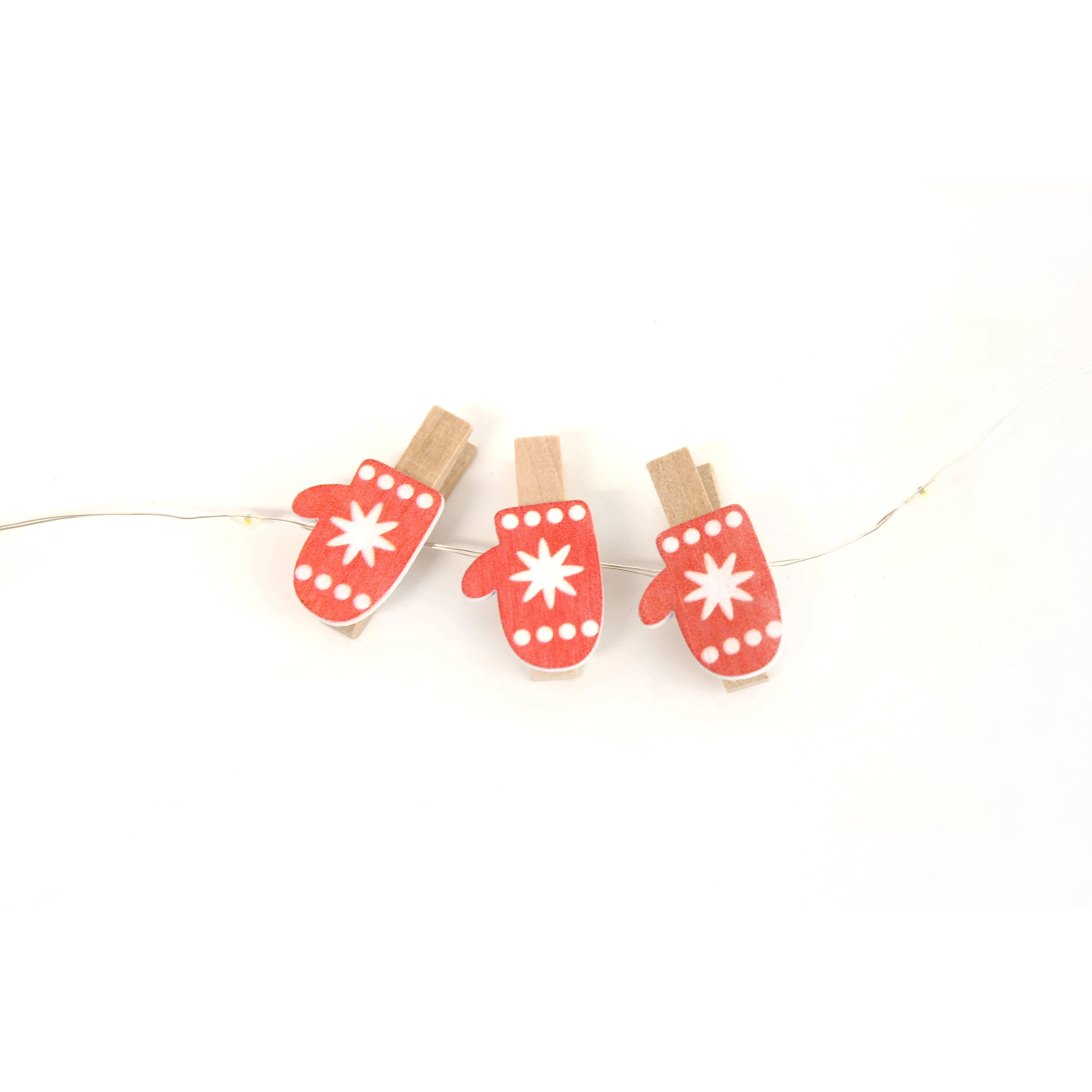 Perfect Holiday Microdot Fairy Lights Decorative Ambient Lighting Battery Operated 20 LED Copper Wire with 10 LED Wood Gloves Clips