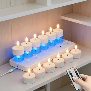 Rechargeable LED Flameless Candles (6/12PCS) - Multi-Bulb Smart Candle Lights with Remote Control, Timer, Cozy Flicker for Holiday, Home, Outdoor Lighting