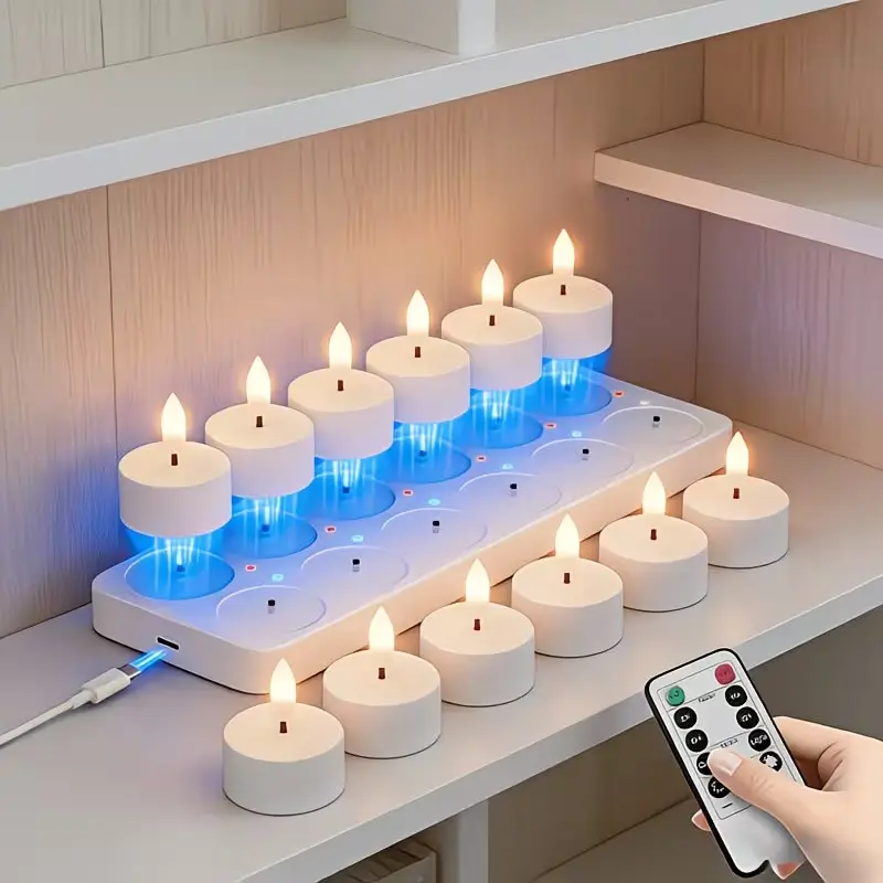 Rechargeable LED Flameless Candles (6/12PCS) - Multi-Bulb Smart Candle Lights with Remote Control, Timer, Cozy Flicker for Holiday, Home, Outdoor Lighting