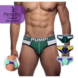 Sporty Cotton Men’s Briefs - 3-Pack | Breathable, High Elasticity & Color Block Design Print Boxershorts Athletic