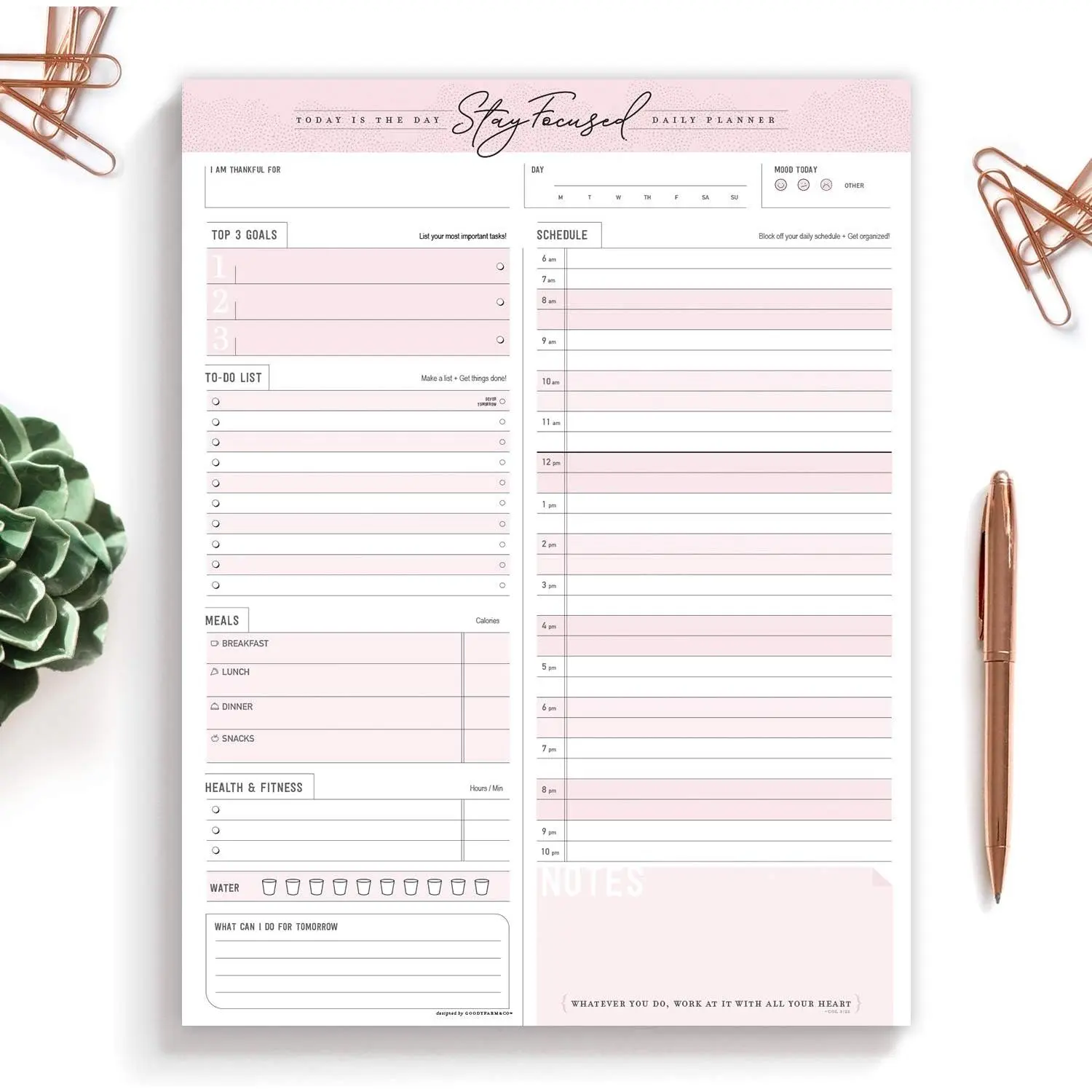 Daily Notepad Planner To Do Schedule - Stay Focused 50  off  Made  (Rose Pink)