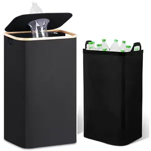 100L Recycling Bin, 1 Count Large Capacity Recycle Bin with Lid, Removable Reusable Storage Basket for Bottle Can Glass Waste, Home Trash Can, Garbage Can