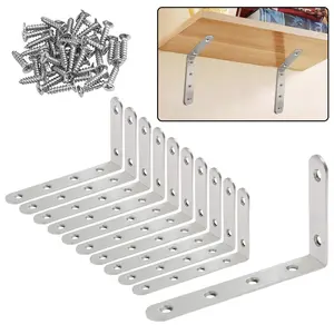 Stainless Steel Shelf Bracket, 90 Degree Angle Bracket with Screws, Floating Shelf Bracket, Corner Code for Furniture Support, Sturdy Bracket