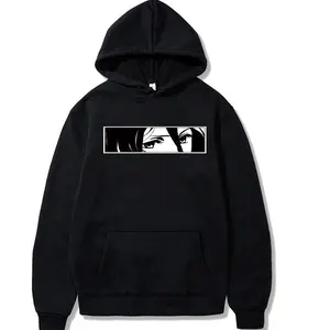 Mikasa Eyes Anime Hoodie: Striking Black and White Character Eyes Design, Oversized Unisex Pullover in Soft Cotton, Perfect Trendy Streetwear for Anime Fans and Casual Daily Wear