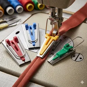 Bias Tape Maker Tool Set: DIY Quilting Sewing Machine Presser Foot Attachment for Quick Bias Binding, Anti-Slip Edge Rolling, Multi-Size Bias Strips, Home Craft Fabric DIY Accessory, Sewing Supplies Crafts