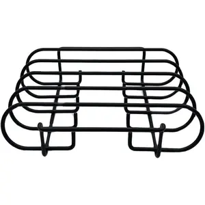 BBQ Rib Rack, Non-Stick Smoker Accessory for Outdoor Grilling & Cooking, Holds Up to 4 Racks of Ribs, Built-In Handles, Compatible with Grills, Smokers, and Ovens, Black - 530-0026
