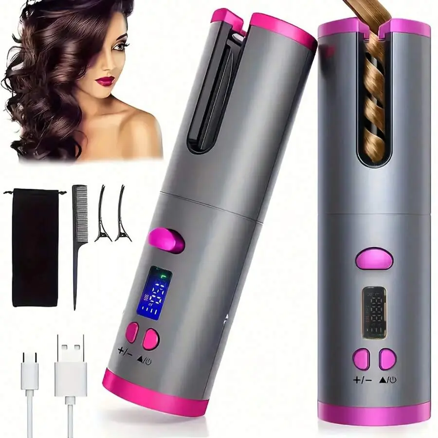 2026 Upgrade Cordless Auto Curling Iron, Portable Wireless USB Rechargeable Automatic Rotating Ceramic Curler, Viral Hair Styling Tool for Beauty & Personal Care