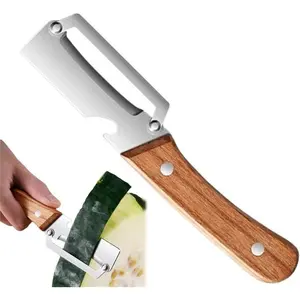 Multifunctional Vegetable Peeler for Kitchen, Stainless Steel Multifunctional Fruit and Vegetable Peeler with Wooden Handle and Bottle Opener Set (3 PCS)