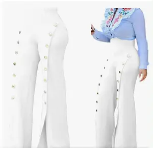 Women's High Waisted Stretchy Dress Pants with Pearl Buttons Flared Design for Comfort and Style Versatile Everyday Wear