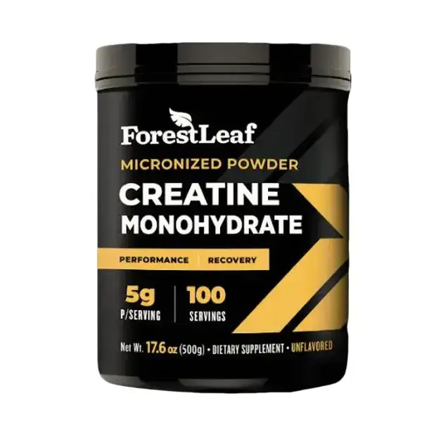 ForestLeaf Creatine Monohydrate Micronized Powder 5g per Serving 100 Servings Smooth Mixing Strength Support Energy Replenishment Vegan