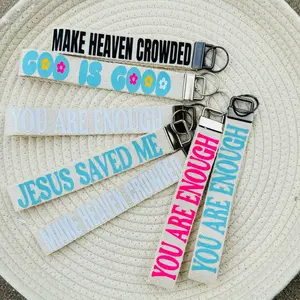 Christian Trendy keychain, bible verse car accessory religious gift, cotton keychain, make heaven crowded, wristlet, faith inspired key fob wristlets Webbing Uplifting