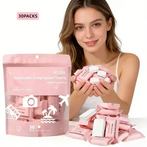 Disposable Compressed Face Towels, 30 Packs Portable Compressed Towels, Face Towel for Travel Camping Hiking, Portable Coin Tissues, Single Use Towelette, Face Clean Towels