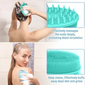 Upgrade 2-in-1 Bath and Shampoo Body Brush, Silicone Body Scrubber for Shower Use, Exfoliating Body Brush, Premium Silicone Loofah, Head Scrubber, Scalp Massager/Brush, Easy to Clean, Shower Cleaning Brush