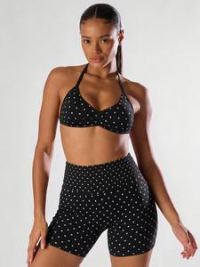 New Women's Polka Dot Print Sports Set, High Waist Butt Lifting Tank Top, Above the Knee Shorts, Yoga Fitness Running, Fitness Activewear