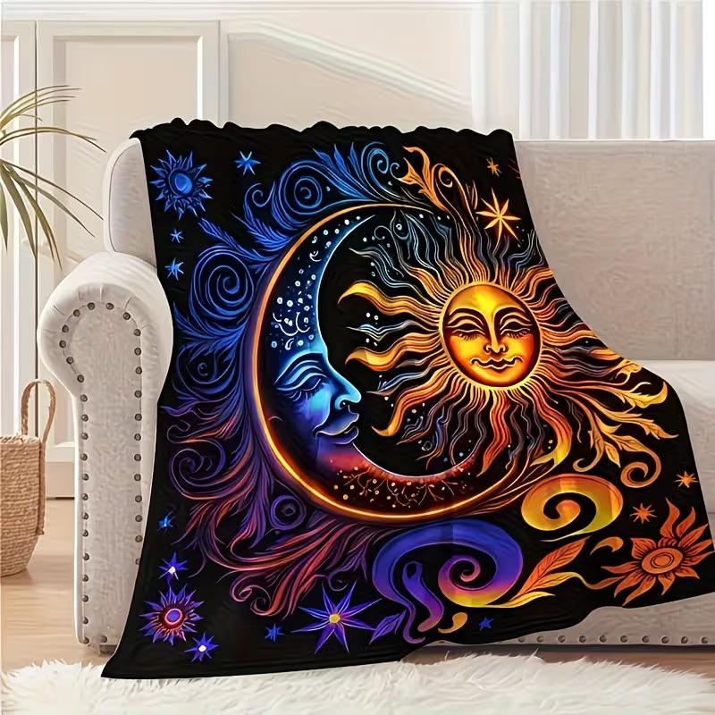 Soft Funny Throw Blanket A Blanket Featuring a Sun God Pattern, Made of Fleece, Soft, Suitable for Living Rooms And Bedrooms, Home Decor, Travel, Religious Beliefs, Festivals, Ornaments, Cartoons, Anime, And Christmas