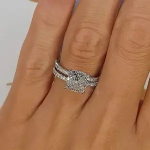 Maxine Stunning 3.0ct Cushion Cut Engagement Ring Set,Bridal Ring Set,5A Cubic Zirconia Women's Ring Jewelry,Wedding Ring Set for Daily,Travel,Proposal,Birthday,Anniversary