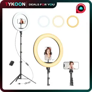 10'' Selfie Ring Light with 63" Tripod Stand, Dimmable LED Ring Light with Phone Holder and Wireless Remote
