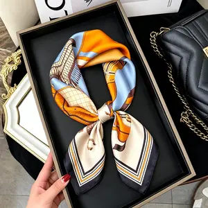 Women's Headscarf New Silk Scarf Women's Versatile Square Scarf Windproof Fashion Neck Protection Scarf Retro Outdoor Scarf Headband Tie Bag Decoration