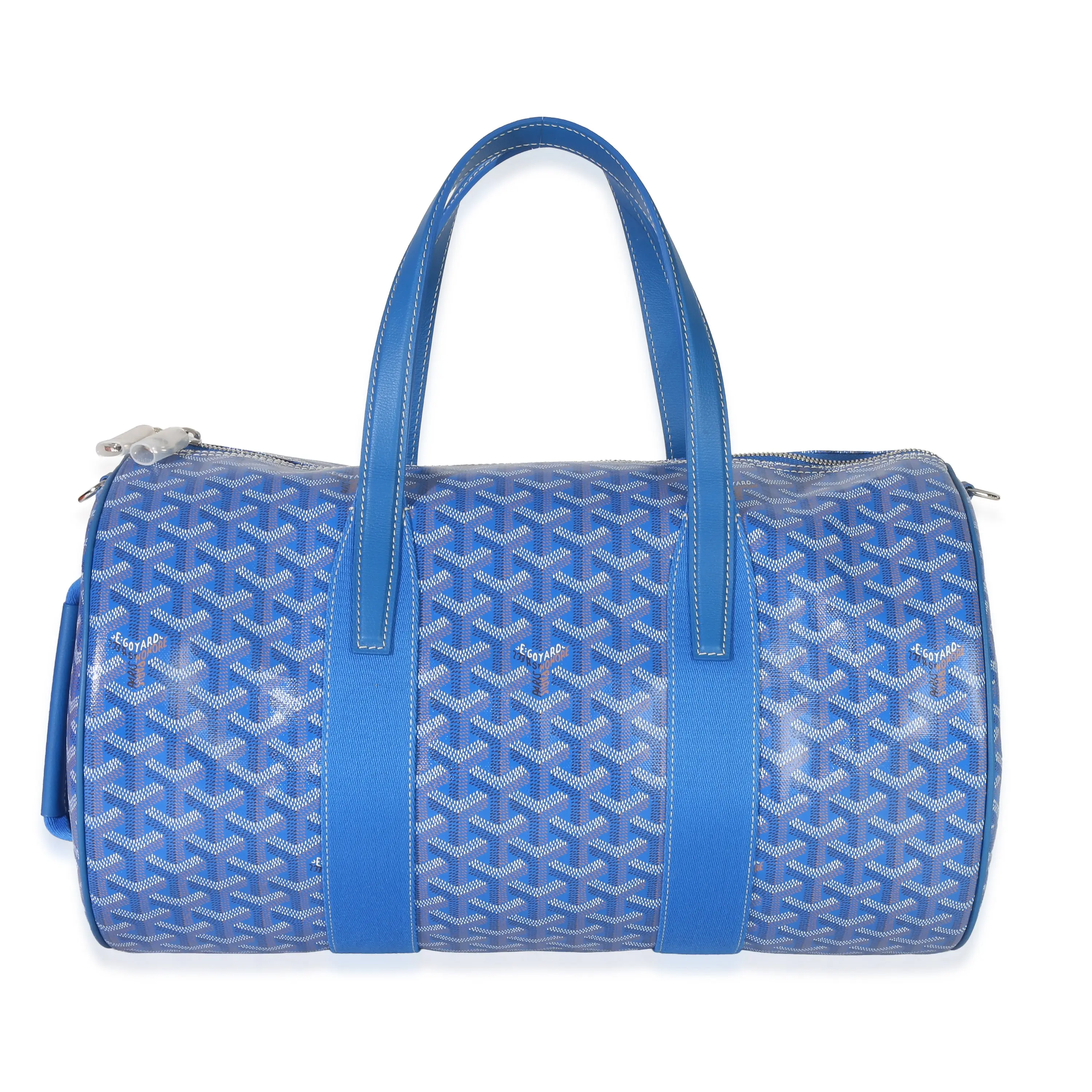 Pre-owned Coated Canvas Tote Bags Sky Blue Goyardine Barrel 40 Sports Bag
