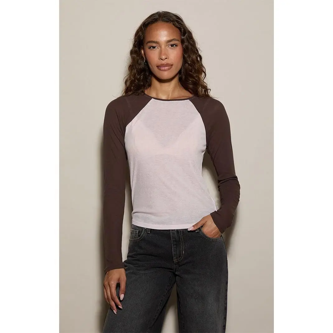 Pacsun Women's Kate Long Sleeve Baseball T-Shirt