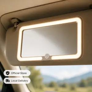Chic LED Car Mirror with Tri‑Color Light & Magnetic Detachment，Rechargeable LED Car Vanity Mirror with Touch Screen, Sunshade Attachment & Portable Design for Effortless On-the-Go Beauty