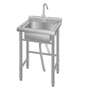 [FLASH SALE] GARVEE 20"W x 20"D x 32"H Stainless Steel Utility Sink Single Bowl Free Standing with Faucet Hot & Cold Water for Laundry Kitchen Garage Outdoor, Deep Basin, Heavy-Duty