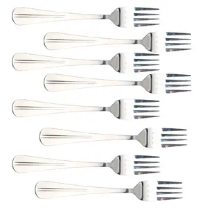 Restaurant Dinner Fork Metal Serving Tableware 7 Long 8-Piece Silver Cutlery Set