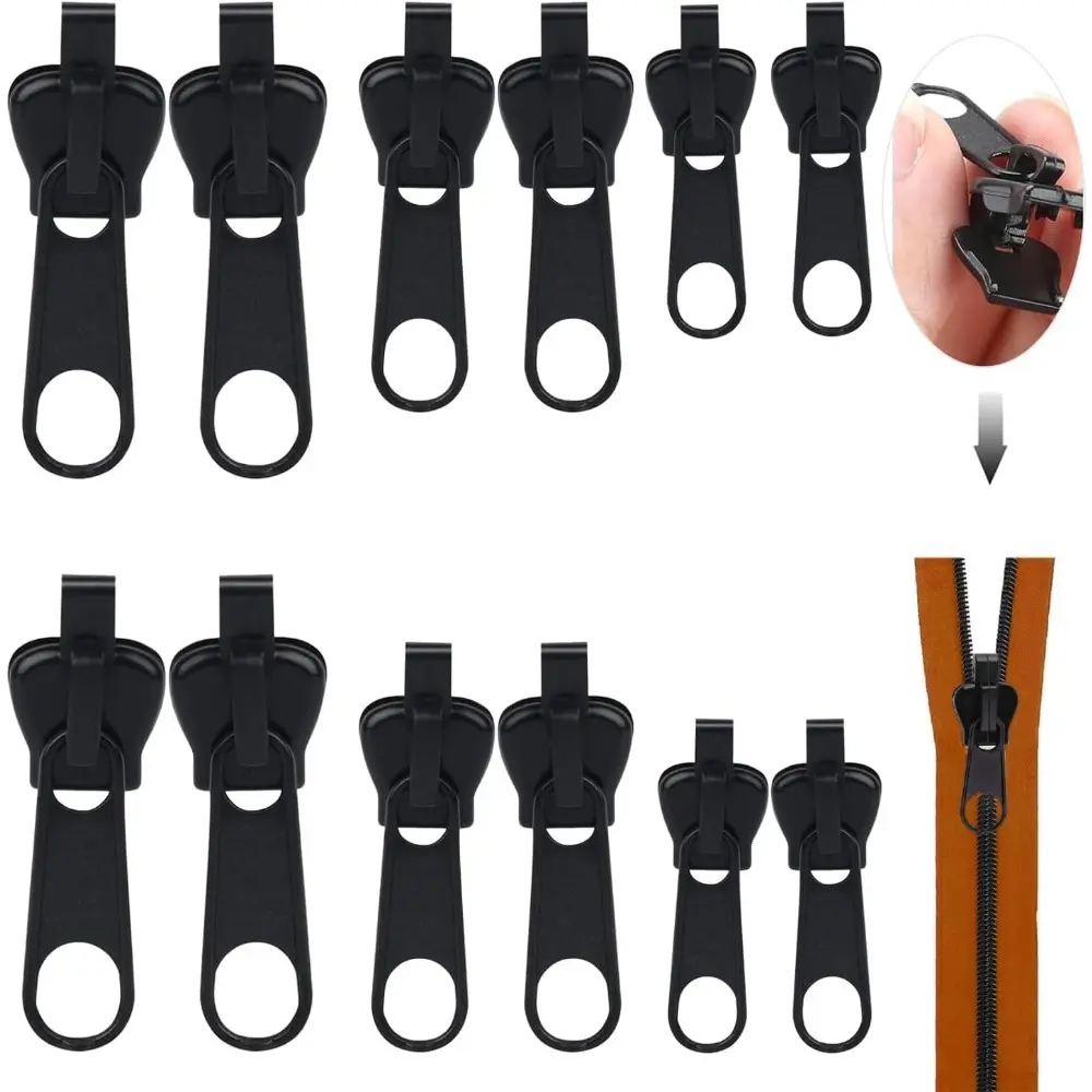 Zipper Repair Kit, Universal Design, Universal Fit, Multiple Sizes, Easy Clothing Repairs, Portable Quick Fix, 6/12Pieces Set for Zipper Maintenance, Robust, Durable