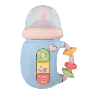 Baby Electric Soothing Teething Rattle Toy - Chewable, Bilingual Early Education Story Machine, Interactive Flashing Music Device for 0-3 Years, Abs-Polyester Synthetic Electronic Learning Tool