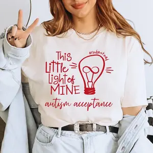 Autism Acceptance Shirt, Red Instead Shirt, Shine Bright for Autism Shirt, This Little Light of Mine Tee, Neurodiversity Awareness
