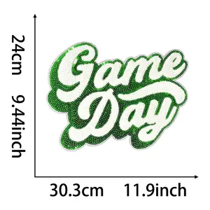 CY Iron On Sequin Patches Game Day Embroidered Applique Large DIY Accessories Fashion Decoration for Clothes Bags Jackets Backpacks,Green