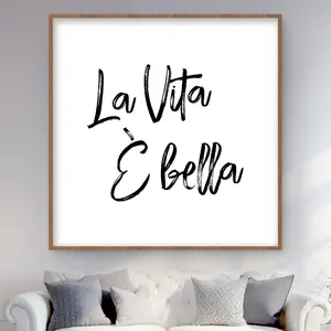 BELLA Black & White Framed Print Wall Art (48x48 in.) - Artwork, Decorative, Large Square Quote Graphic Framed Prints for Living Spaces, Bedrooms, Artwork Prints