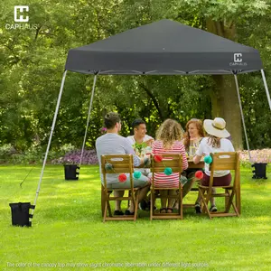 CAPHAUS 8ft x 8ft Top Heavy-Duty Commercial Grade Pop Up Canopy Tent with Slant Legs, Patented One-Push Setup, Instant Folding & Portable Outdoor Shelter with 10x10 Base