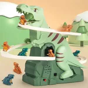 Dinosaur Climbing Stairs Track Slide Toy, Electric Dinosaur Stairs Climbing Slide Toy with 6 Cars Climbing Track Toy for Kids, Fun toys, interactive toys, Christmas gifts,Gift for Boyfriend