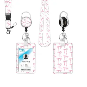 Butterfly Pattern ID Badge Holder Set, 1 Set Including Lanyard & Badge Holder & Detachable Rope, Identification Badges & Supplies for Nurse Student Office Worker