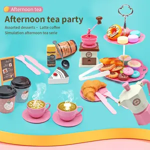 Kids Play Kitchen Appliances Set, Coffee & Ice Cream Makers, Pretend Playhouse Toys, Gift for Girls & Boys, Fun Learning Tools