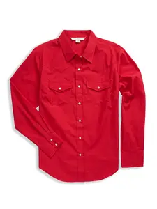 Women's Ely Walker Long Sleeve Solid Red Western Snap Shirt