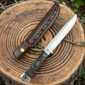 Stainless Steel Knife with Sheath, 1 Set Portable Knife with Handle, Multifunctional Knife for Outdoor Camping, Barbecue, Kitchen, Camping Knives