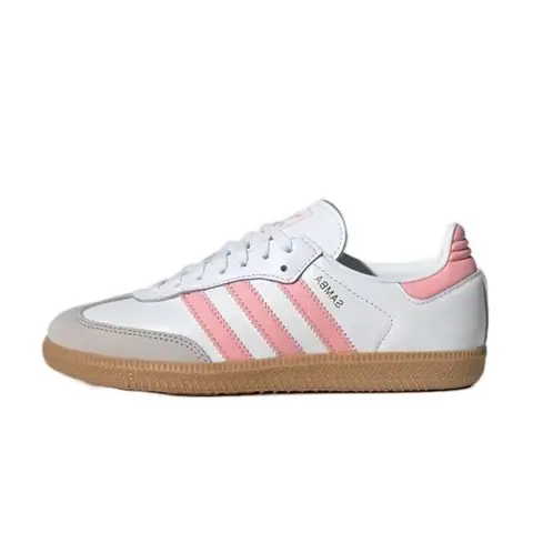 Adidas Samba OG Women's-Youth Classic Retro Casual Simplistic Stylish Sneakers - Smooth White Leather & Soft Suede Mix, Trefoil Stripes, Rubber Sole, Comfortable Walking Shoes