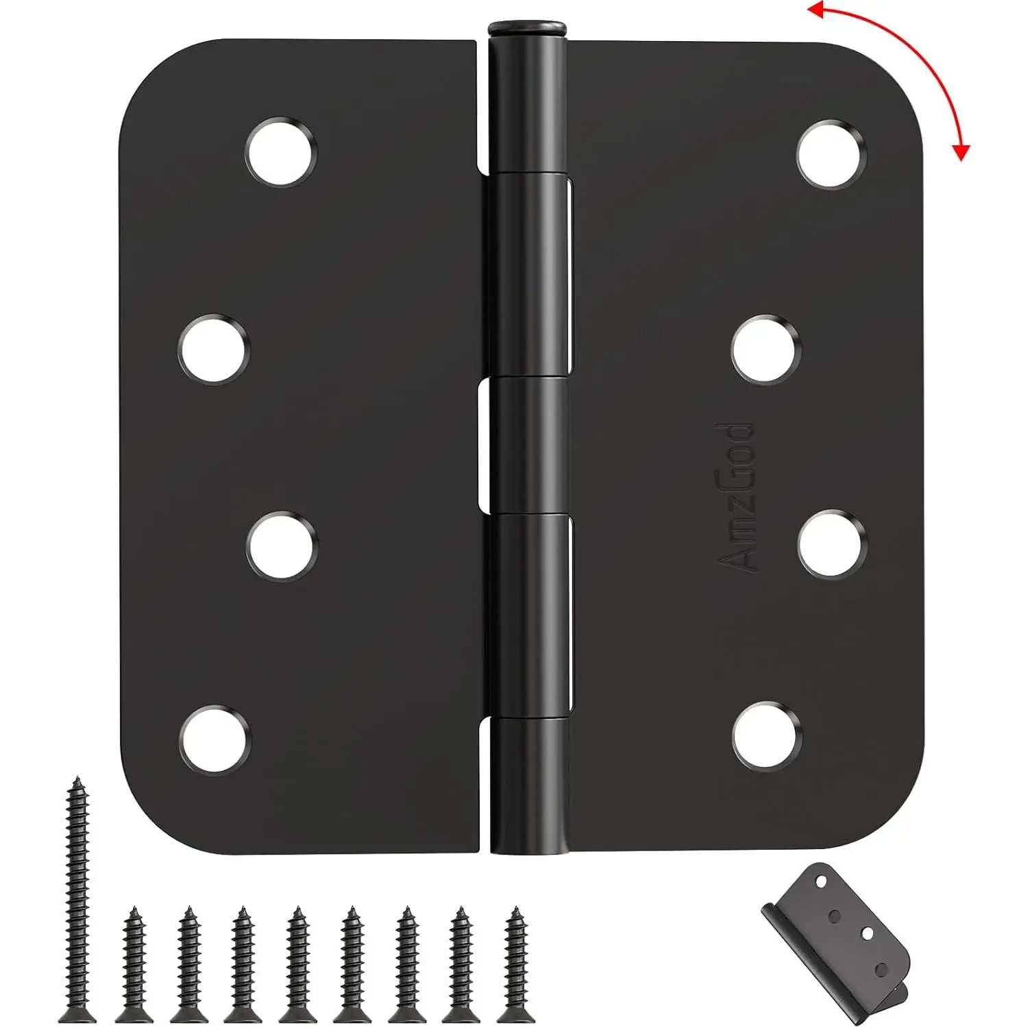 4 Inch 3 Pack Matte Black Heavy Duty Door Hinges with 5/8" Radius for Interior Exterior Front Door Home Gate Furniture Residential Use