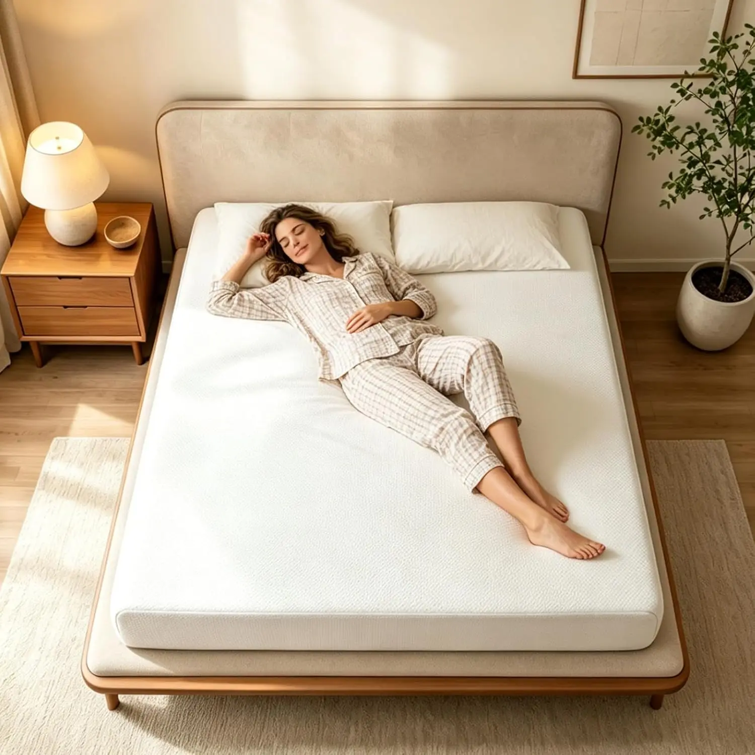 6-Inch Chemical-Free Natural Raw Material Double Foam Mattress with Pillow Top, Fire Safety Label, 25+ kg Weight Capacity, Ergonomic Solid Design, Stainless Steel-Enhanced Safety for Growing Kids, Indoor Furniture Mattress