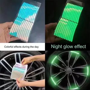 20 count Car Wheel Hub Reflective Sticker, Reflective Wheel Rim Stripe Decal Sticker, Reflective Wheel Rim Stripe Decal Sticker, Night Reflective Safety Decoration Strip for Cars, Trucks, Motorcycle (Luminous)